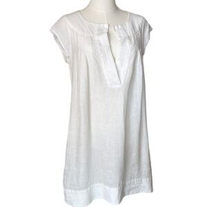 Calypso St Barth White Linen Tunic Dress Boho Summer Resort Beachy Casual Size S